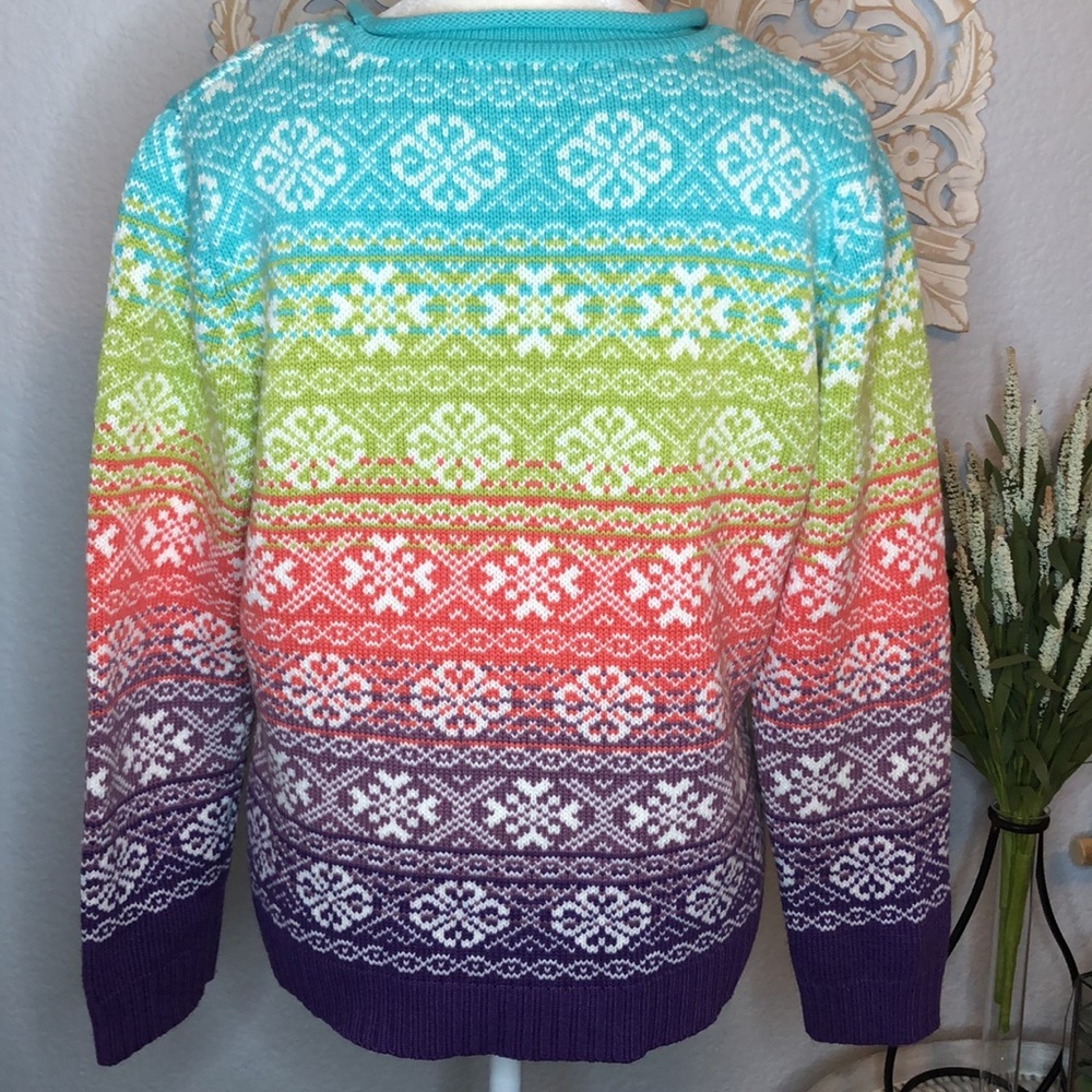Carolyn Taylor Rainbow Winter Sweater with Roll Neck Medium - Picture 7 of 10